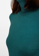 Bayan Yeşil Boğazlı Beli Lastikli Kazak