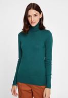 Bayan Yeşil Boğazlı Beli Lastikli Kazak