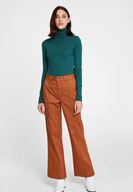 Bayan Yeşil Boğazlı Beli Lastikli Kazak