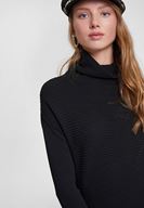 Bayan Siyah Yaka Detaylı Triko Elbise