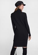 Bayan Siyah Yaka Detaylı Triko Elbise