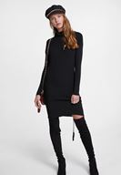 Bayan Siyah Yaka Detaylı Triko Elbise