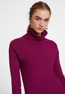 Bayan Mor Yaka Detaylı Triko Elbise