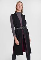 Bayan Siyah/Mor Cepli Uzun Yelek