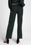 Bayan Yeşil Dokulu Bol Paça Pantolon