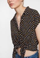 Bayan Renkli Puantiyeli Karışık Desenli Kısa Kollu Gömlek