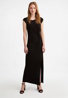 Bayan Siyah Yırtmaç Detaylı Uzun Elbise