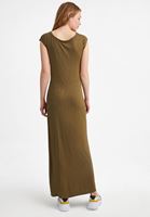 Bayan Yeşil Yırtmaç Detaylı Uzun Elbise