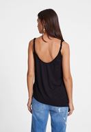 Bayan Siyah Asimetrik Kesim Askı Detaylı Bluz