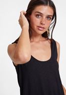 Bayan Siyah Asimetrik Kesim Askı Detaylı Bluz