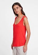 Bayan Kırmızı Asimetrik Kesim Askı Detaylı Bluz