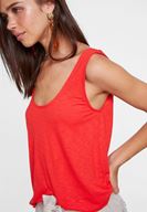 Bayan Kırmızı Asimetrik Kesim Askı Detaylı Bluz