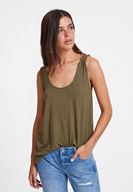 Bayan Yeşil Asimetrik Kesim Askı Detaylı Bluz