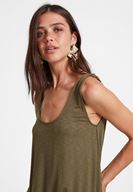 Bayan Yeşil Asimetrik Kesim Askı Detaylı Bluz