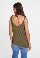 Bayan Yeşil Asimetrik Kesim Askı Detaylı Bluz