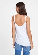 Bayan Beyaz Asimetrik Kesim Askı Detaylı Bluz