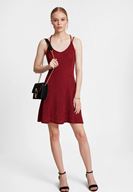 Bayan Bordo Sırt Detaylı Mini Elbise