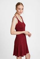 Bayan Bordo Sırt Detaylı Mini Elbise