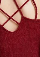 Bayan Bordo Sırt Detaylı Mini Elbise