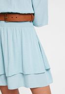 Bayan Mavi Düşük Omuzlu Dokulu Elbise