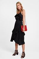 Bayan Siyah Fırfırlı Desenli Elbise