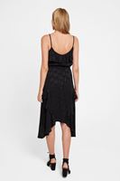 Bayan Siyah Fırfırlı Desenli Elbise