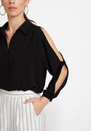 Bayan Siyah Kol Detaylı Gömlek