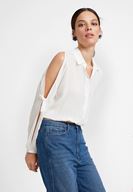 Bayan Krem Kol Detaylı Gömlek