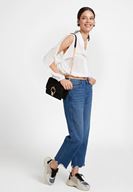 Bayan Krem Kol Detaylı Gömlek