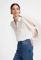 Bayan Krem Kol Detaylı Gömlek