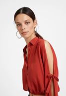 Bayan Kırmızı Kol Detaylı Gömlek