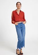 Bayan Kırmızı Kol Detaylı Gömlek