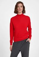 Bayan Kırmızı Uzun Kollu Balıkçı Yaka Triko