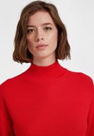 Bayan Kırmızı Uzun Kollu Balıkçı Yaka Triko