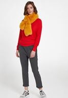 Bayan Kırmızı Uzun Kollu Balıkçı Yaka Triko