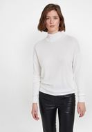 Bayan Krem Uzun Kollu Balıkçı Yaka Triko