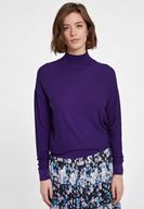 Bayan Mor Uzun Kollu Balıkçı Yaka Triko