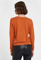 Bayan Sarı Dantel Detaylı Düşük Omuzlu Triko