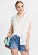 Bayan Krem Kısa Kollu Viskon Gömlek