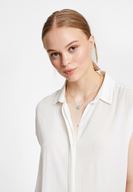 Bayan Krem Kısa Kollu Viskon Gömlek