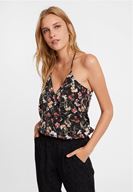 Bayan Çok Renkli Floral Desenli V Yaka Bluz