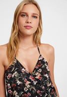 Bayan Çok Renkli Floral Desenli V Yaka Bluz