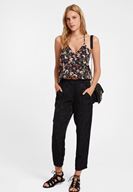 Bayan Çok Renkli Floral Desenli V Yaka Bluz