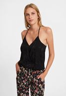 Bayan Siyah Jakarlı V Yaka Bluz