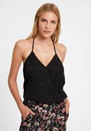 Bayan Siyah Jakarlı V Yaka Bluz