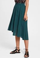 Bayan Yeşil Asimetrik Midi Etek