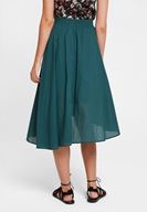 Bayan Yeşil Asimetrik Midi Etek