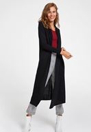 Bayan Siyah Uzun Basic Hırka