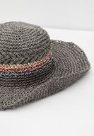 Bayan Çok Renkli Çizgi Desen Detaylı Hasır Şapka