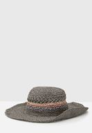 Bayan Çok Renkli Çizgi Desen Detaylı Hasır Şapka